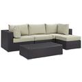 Modway Furniture Convene Outdoor Patio Sectional Set, Espresso Beige, 5Pk EEI-2172-EXP-BEI-SET